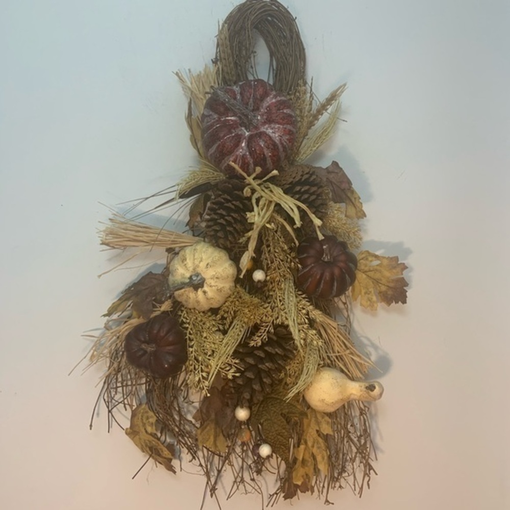 New Fall Cream Red Corn Pumpkin Swag 23” Long Fall Home Door Decor